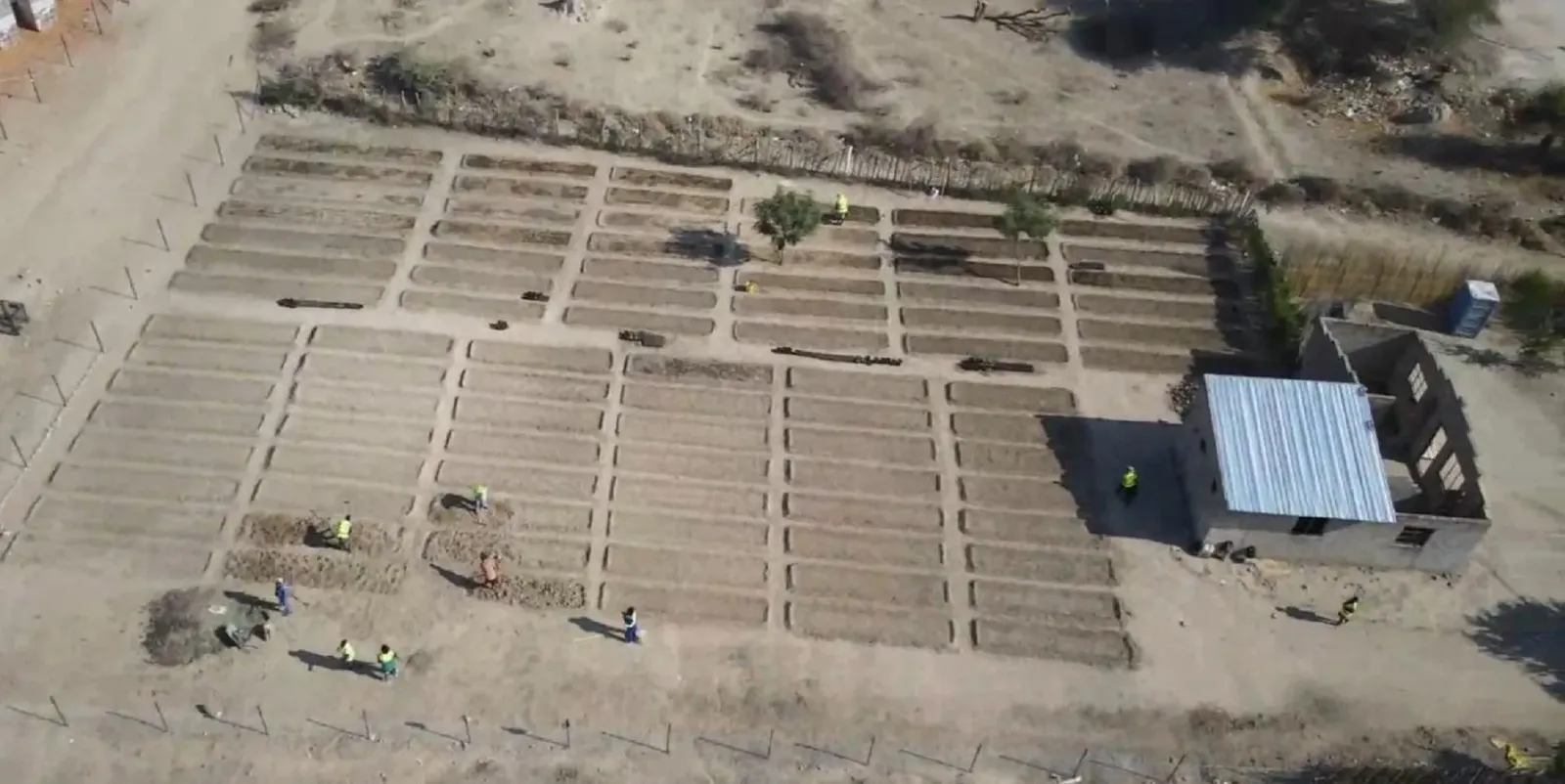 Aerial view of the homestead fruit and vegetable garden training plots at Namibia Berries