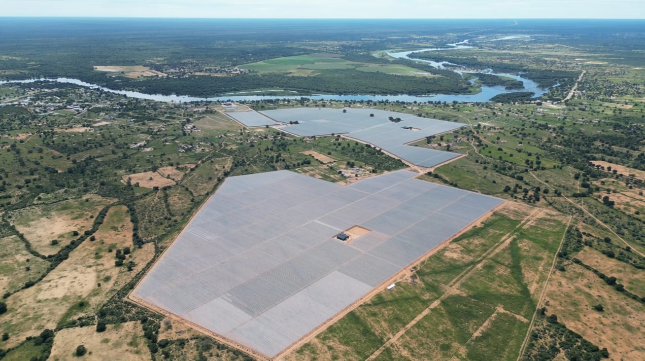 Aerial view of the Namibia Berries farm beside the Okavango River near Divundu