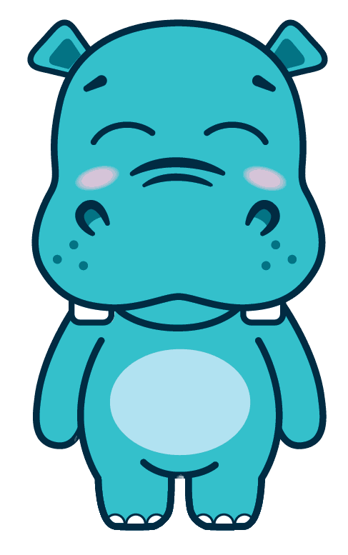 Tuli, the friendly blueberry-loving hippo, waving hello